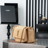 YSL Women's Natural Niki Mini Raffia Crossbody Bag