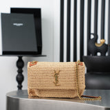 YSL Women's Natural Niki Mini Raffia Crossbody Bag