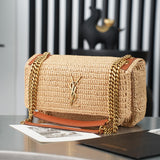 YSL Women's Natural Niki Mini Raffia Crossbody Bag