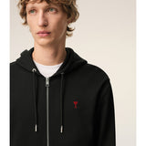 Ami De Coeur Cotton Zipped Hoodie - Black Red