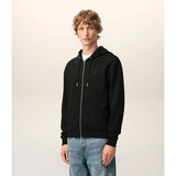 Ami De Coeur Cotton Zipped Hoodie - Black Red