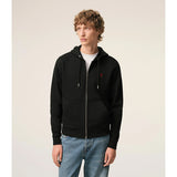 Ami De Coeur Cotton Zipped Hoodie - Black Red