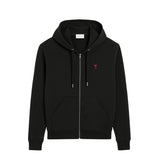 Ami De Coeur Cotton Zipped Hoodie - Black Red