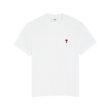Ami Paris Small Red Ami De Coeur T-shirt- White