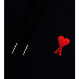 Ami Paris Small Red Ami De Coeur Hoodie - Black