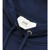 Ami Paris Small Red Ami De Coeur Hoodie - Night Blue
