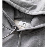 Ami Paris Small Red Ami De Coeur Hoodie - Heather Grey
