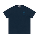 AMI Paris Tonal Ami de Coeur Embroidered T-shirt - Navy
